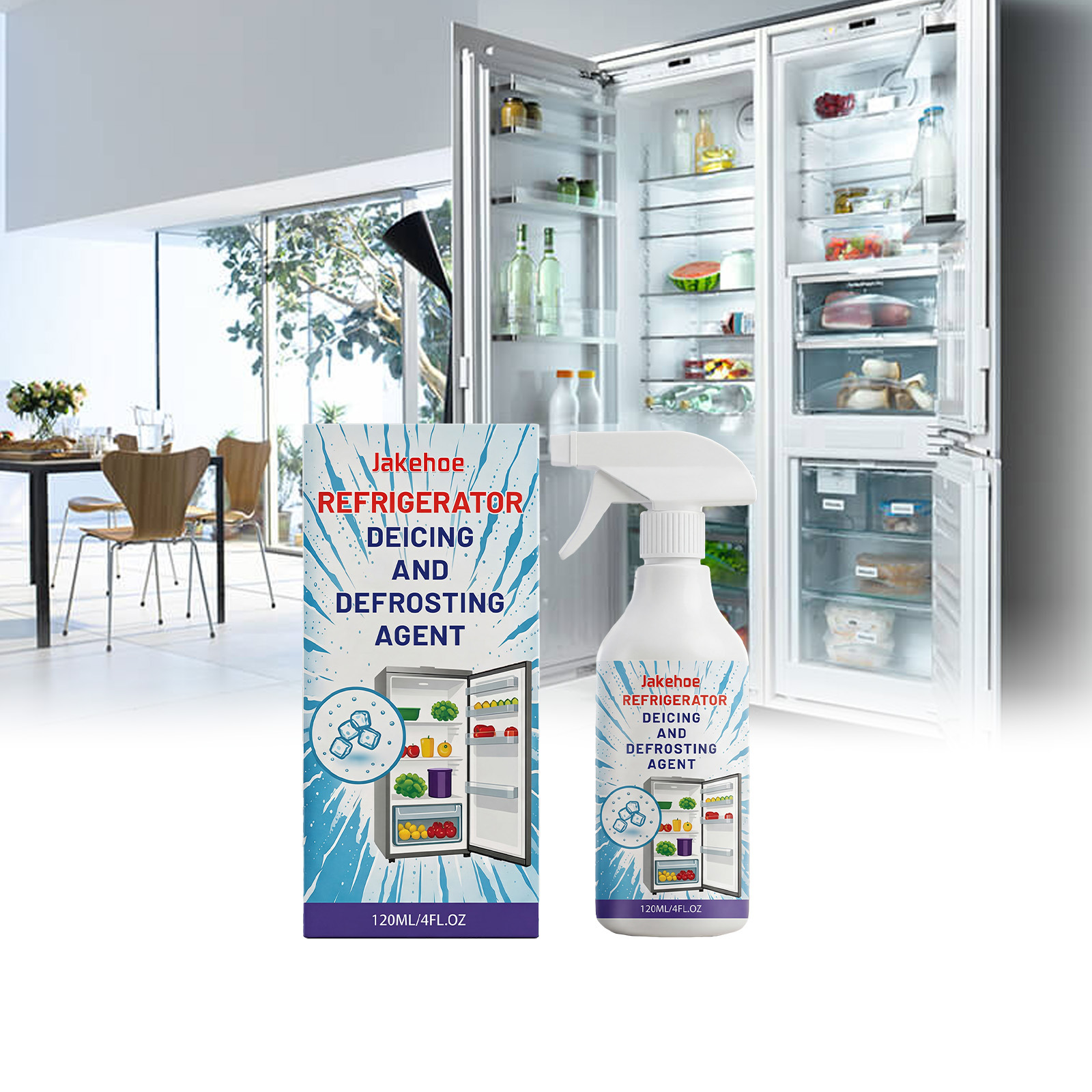 Jakehoe Defrosting Spray for Daily Cleaning of Household Refrigerators and Freezers, Easy-To-Use Multifunctional Spray for Defrosting and Thawing