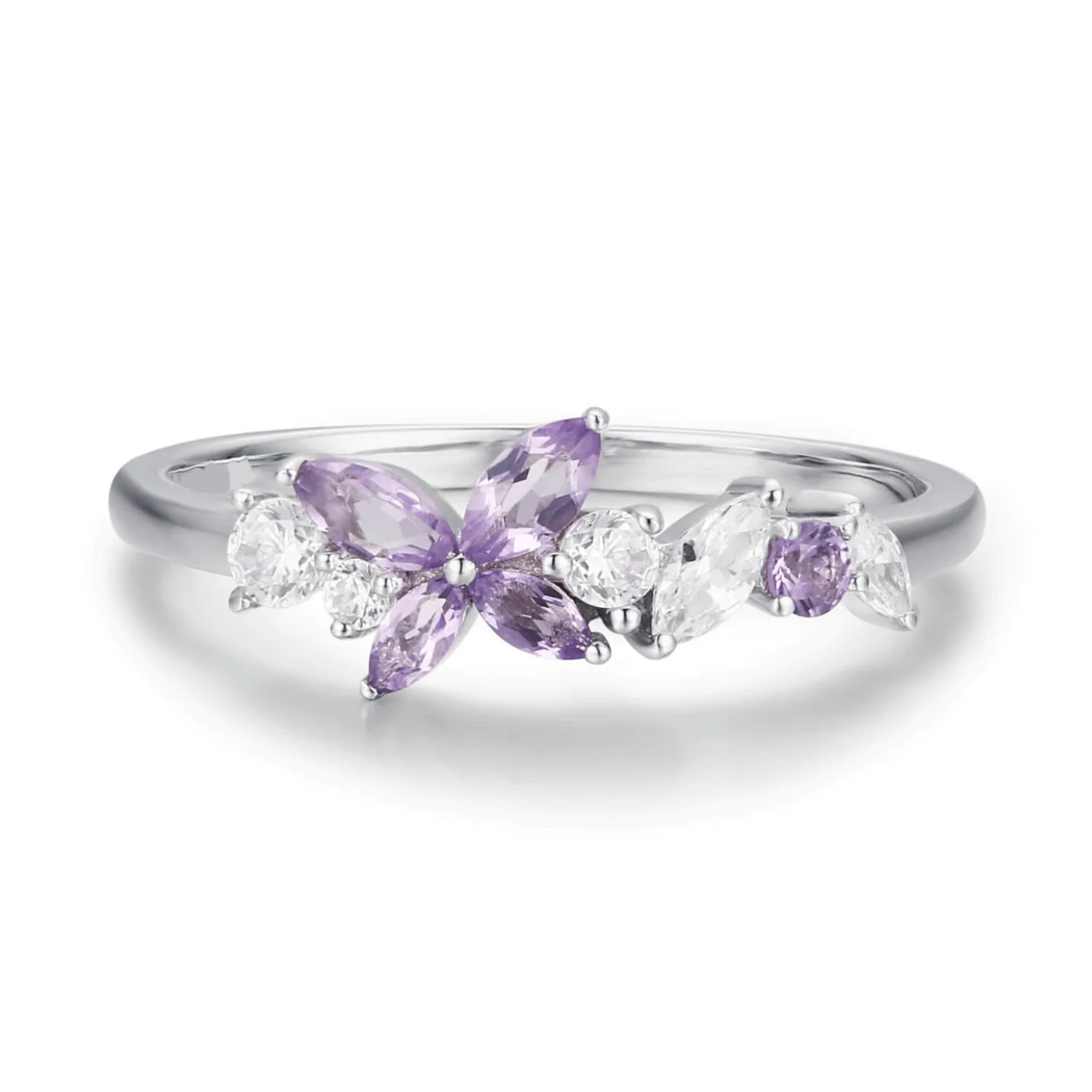 5g Weight Zircon Inlay Material 925 Sterling Silver Butterfly Rings 925 Sterling Silver Rings