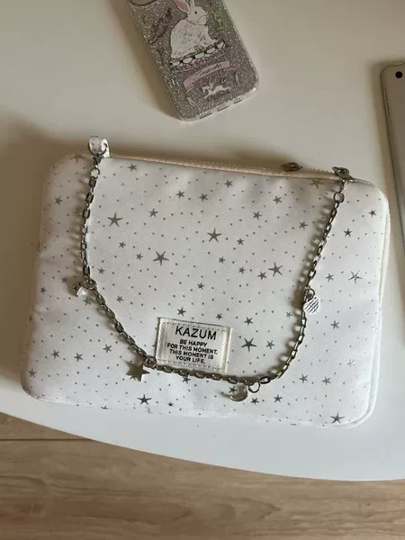 KAZUM Korean ins-style star chain laptop bag for women 14inch Tablet iPad inner sleeve bag, lightweight and shockproof storage