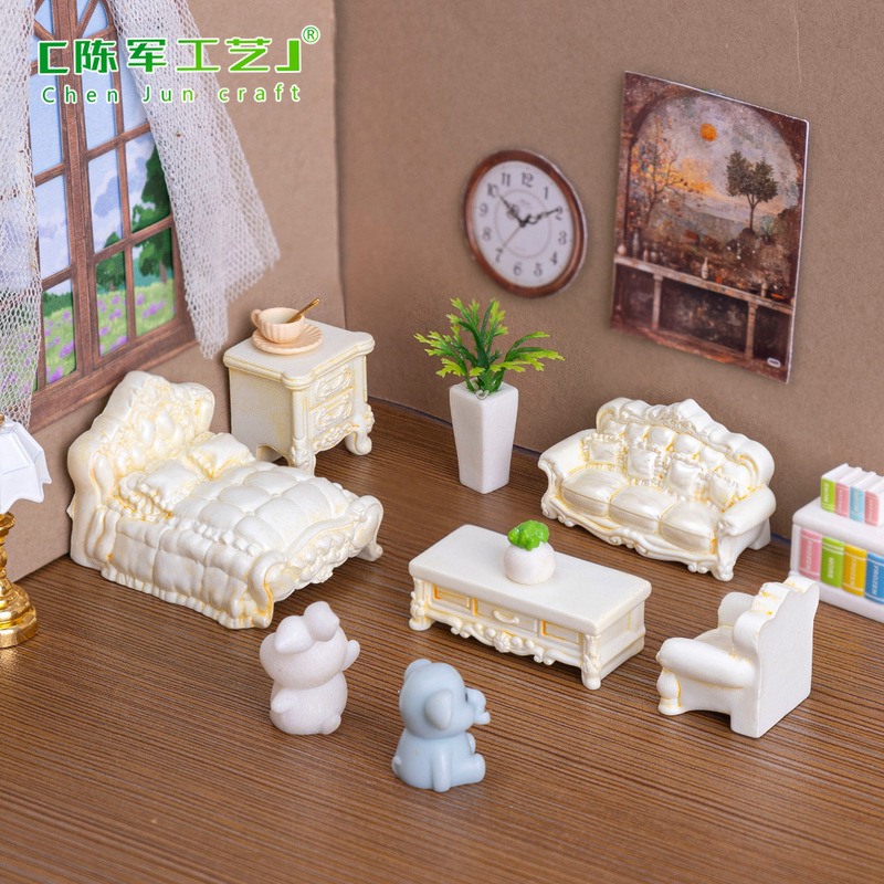 创意巴洛克风家具微缩模型 娃娃屋diy装饰品配件微景观迷你小摆件|undefined