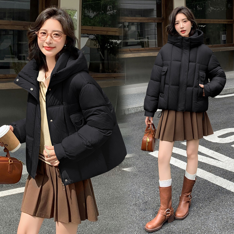 Gran tamaño de moda temperamento encapuchado invierno 2025 nueva ropa de mujer casual abrigo de algodón suelto image 6