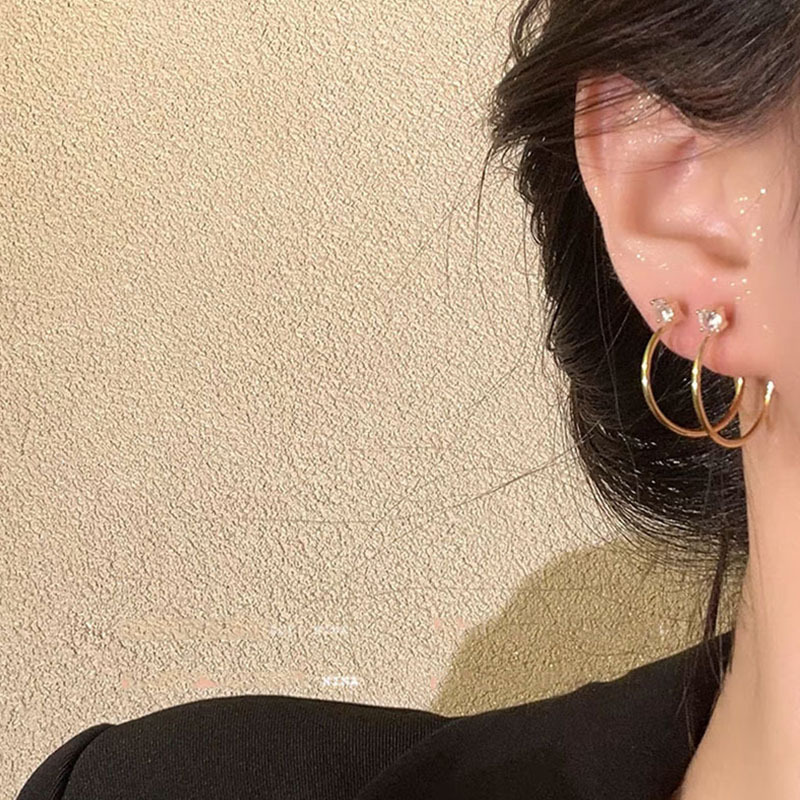 抖音热销闪钻珍珠耳环女轻奢小众高级感耳圈气质甜酷网红几何耳饰|undefined