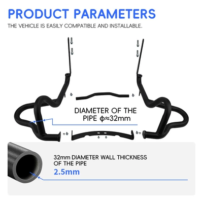 Motorcycle bumper: crash bars, anti-fall bumpers, foldable