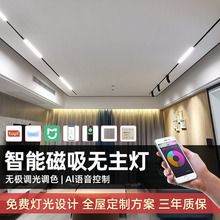 磁吸轨道灯嵌入式明装家用客厅卧室过道无主灯商业照明线形泛光灯