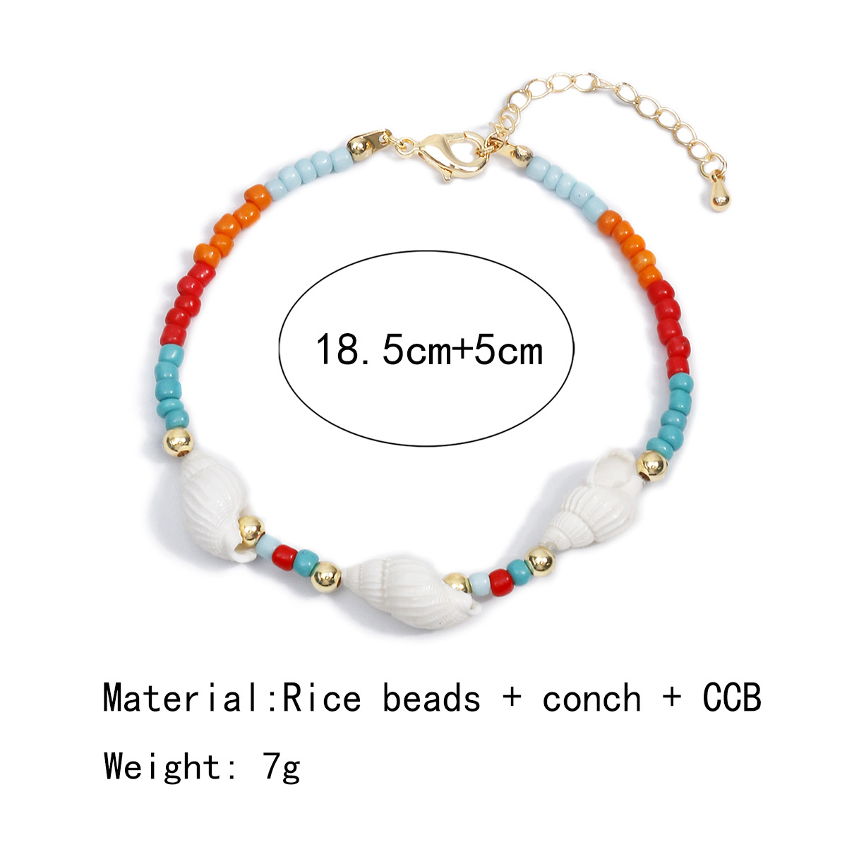 6g Weight Bracelets Classification Beach Occasion Beaded, Plastic Material Conch Pattern Women'S Gender Beach Style Beach Conch Beaded Plastic Women's Bracelets 无