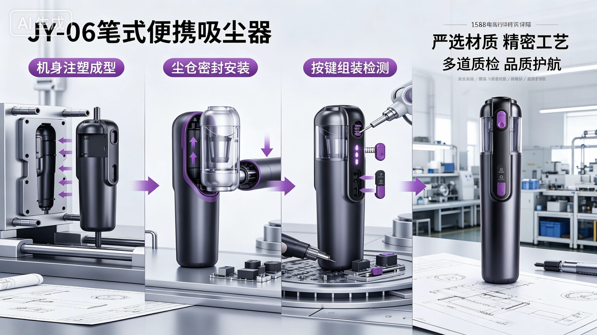 Luoshiman 2026 Flagship Jy-06 Wireless Car Vacuum Cleaner 75W Handheld 11.1V High Voltage and High Suction Power
