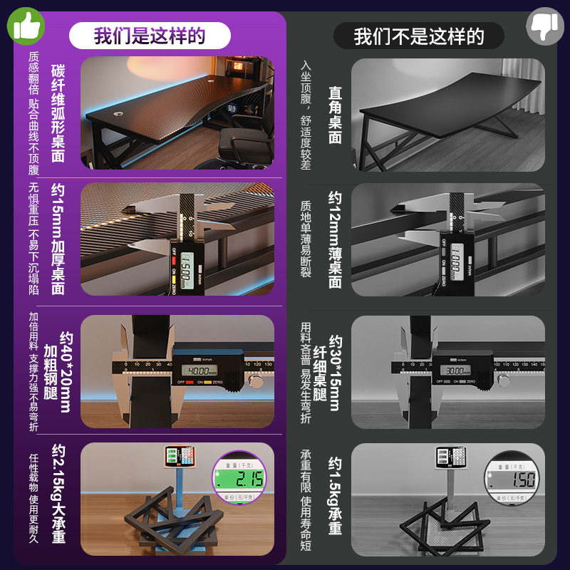 Mesa de computadora de escritorio de fibra de carbono doméstica mesa y silla de juego de dormitorio mesa de juego simple mesa de trabajo mesa de oficina