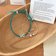 个性轻奢小众可调节蝴蝶结手饰百搭韩系ins风珍珠纯银星星手链女