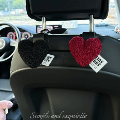 Hanging Strap Car Paper Box Armrest Car tissue box/set - red-and-black-velvet-love-hook-2