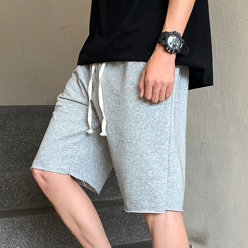 2024 verano nuevos pantalones cortos casuales de algodón elástico sueltos para hombres pantalones deportivos de tendencia recta