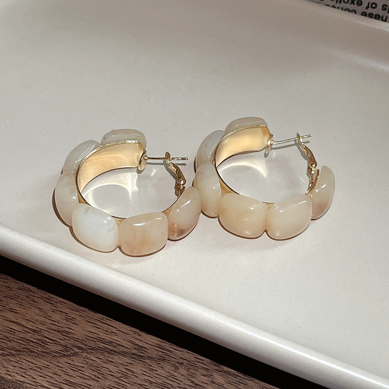 23g Weight 925 Sterling Silver Ear Needle Material Earrings Classification 1 Pair Quantity Daily, Street Occasion Resin Material Geometric Pattern All Seasons Season Women's Gender Plating Design Simple Style Style 1 Pair Simple Style Geometric Plating Resin Earrings 10