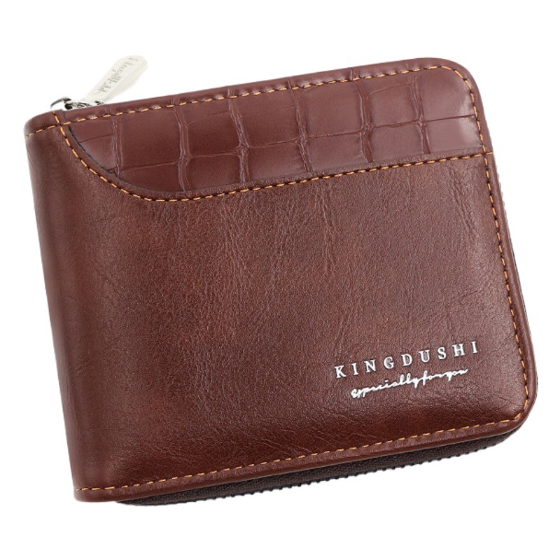 Cartera corta europea y americana de los hombres costura patrón de piedra bufanda de gran capacidad monedero triple monedero cartera multi-tarjeta al por mayor