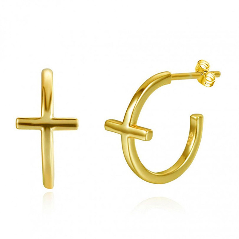 C-shaped Cross Earrings Retro Earrings display picture 1