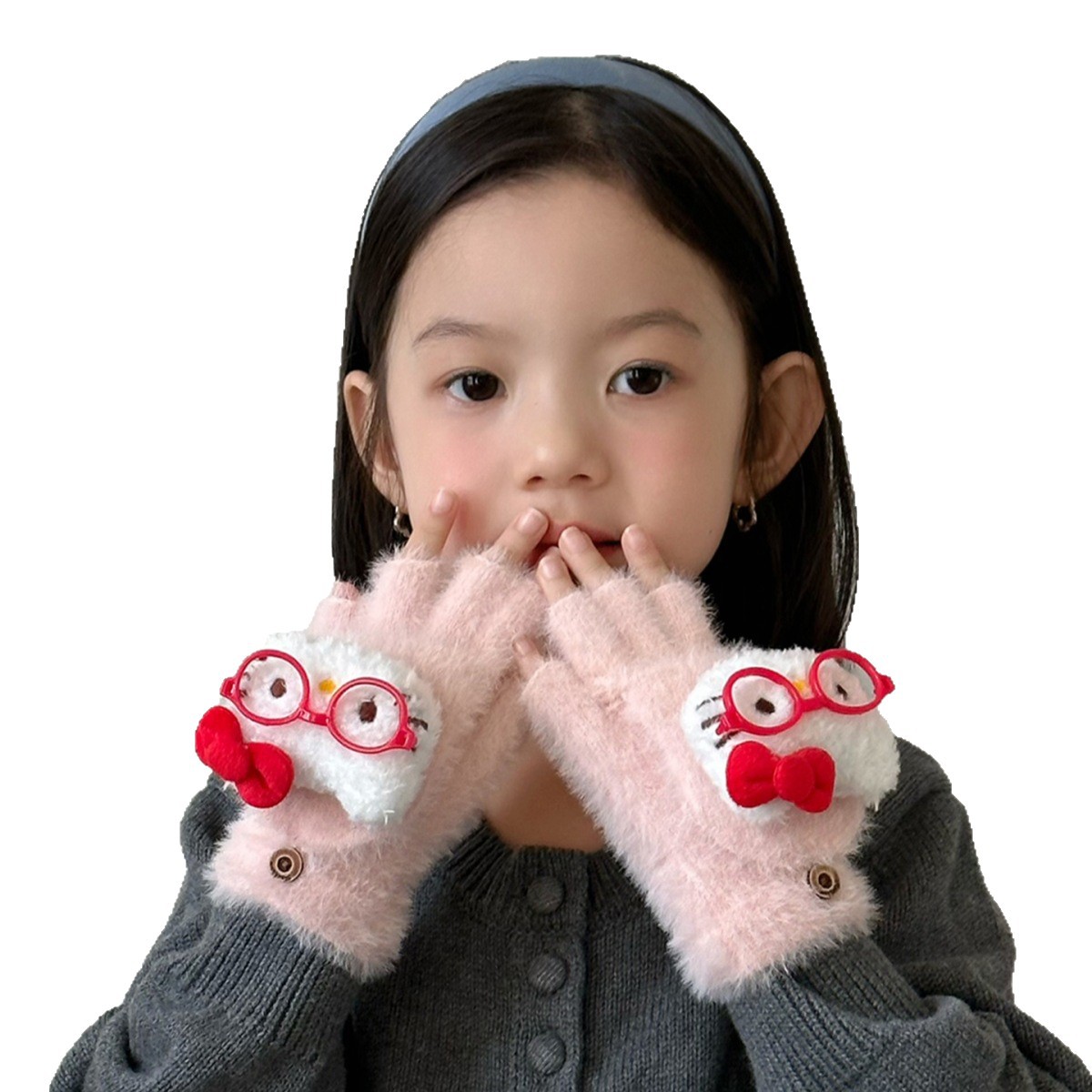 2025 nuevos guantes para niños de invierno para niñas guantes de flip adorables estudiantes de primaria calientes de escritura anticongelante