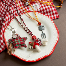 秋冬卡通手作布艺羊粘毛圣诞系列项链甜美百搭毛衣链长款挂脖配饰