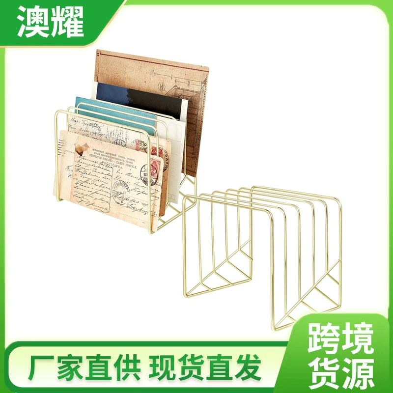Современный простой настольный золотой железный книжный шкаф в скандинавском стиле, стойка для журналов, стойка для файлов, подставка для книг