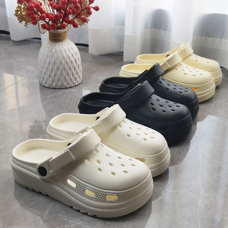 EVA Hole Shoes Women's Summer 2025 New Style Outer Wear Height Increased Casual Soft Bottom Baotou Women's Beach Sandals