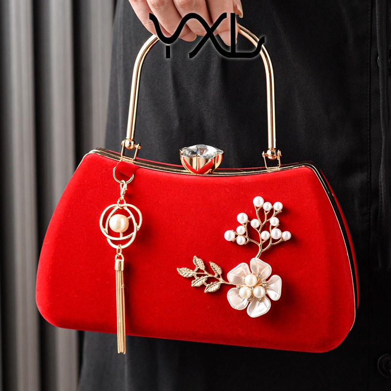 Nuevo retro flange de diamante de seda bolsa de cena bolsa de mano bolsa de cena bolsa de vestido chino bolsa de vestido cheongsam bolsa de tramo inclinada