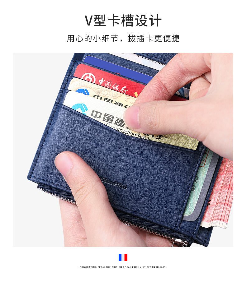 Ví nam gập mini Emperor Paul vải canvas siêu mỏng đựng thẻ và tiền xu chi tiết 9