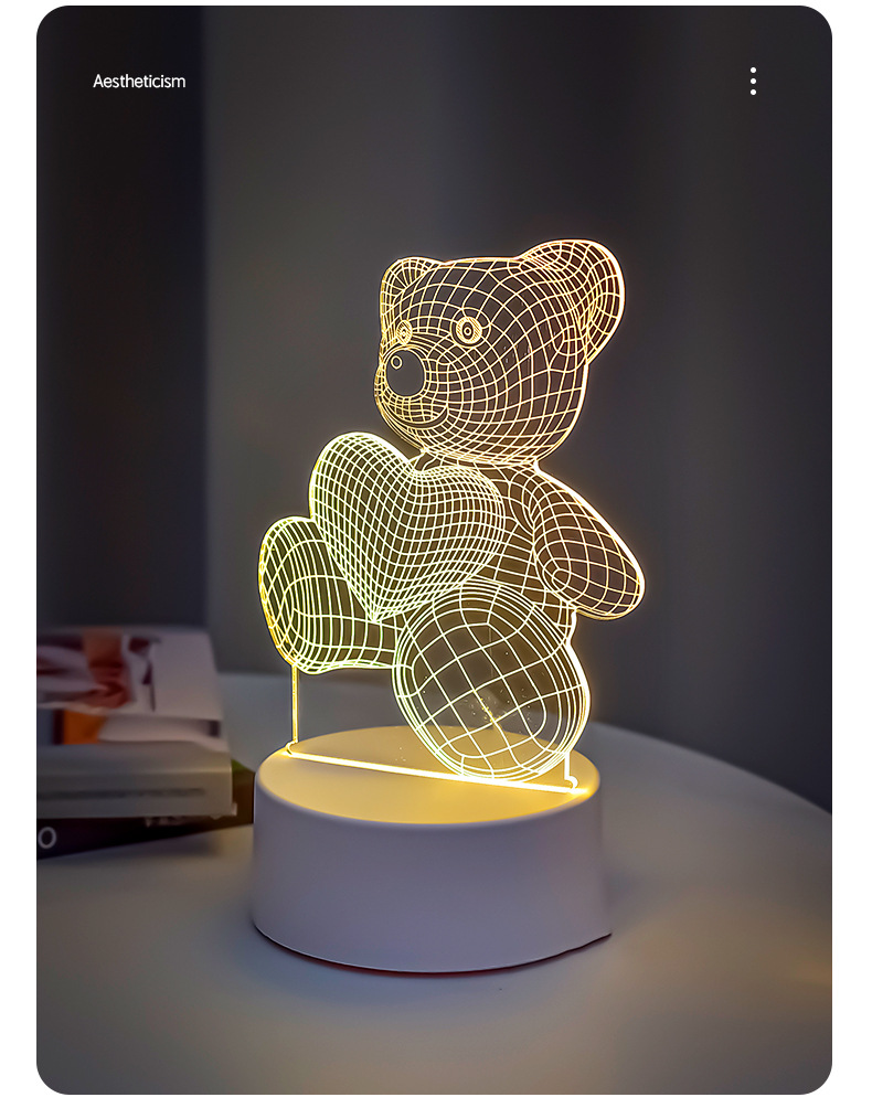 Kreatywna atmosfera marzycielska lekka kreskówka LED mała lampka nocna, prezent dla dzieci 3D lampka biurkowa, lampka nocna_voghion.com
