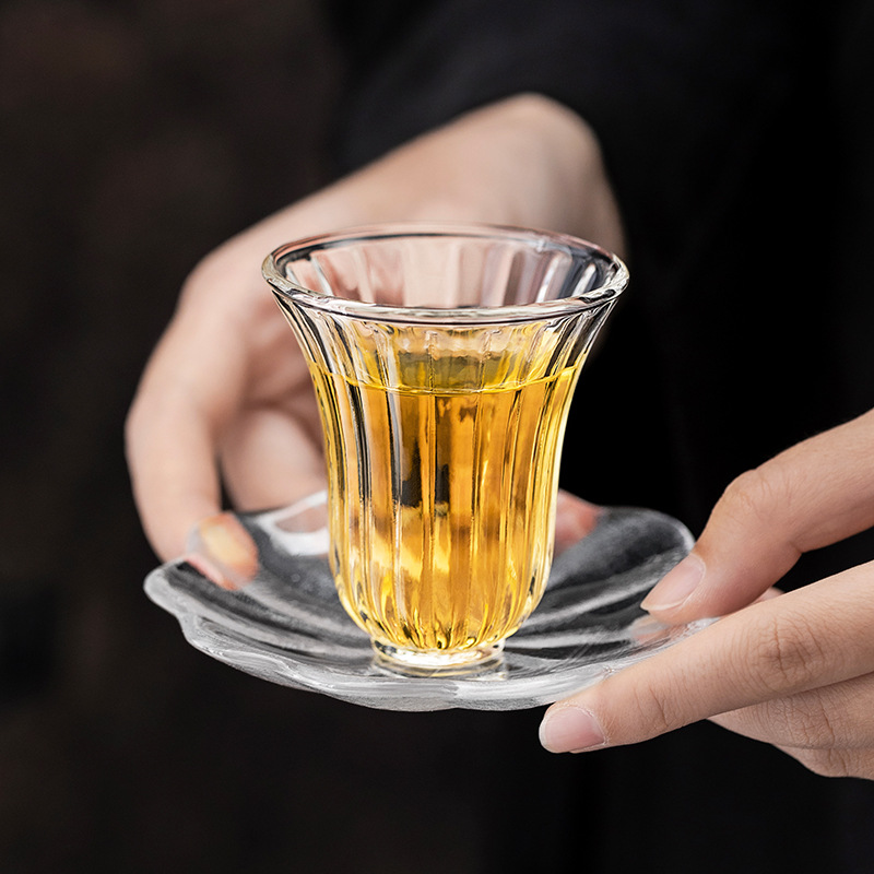 Transparent glass high quality tea cup for home use