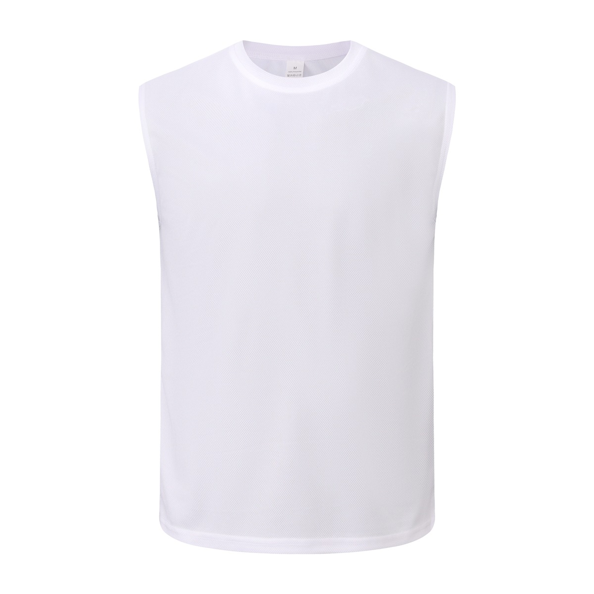Fitness chaleco de malla entrenamiento europeo y americano de tamaño grande transpirable rápido seco camiseta de cuello redondo chaleco europeo y americano para hombres
