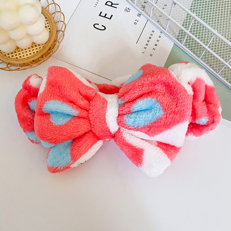 Amazon nuevo estilo bolsa de oreja de terciopelo coral banda de pelo femenino lavado de la cara belleza banda de pelo europeo y americano de gran tamaño arco accesorios para el cabello