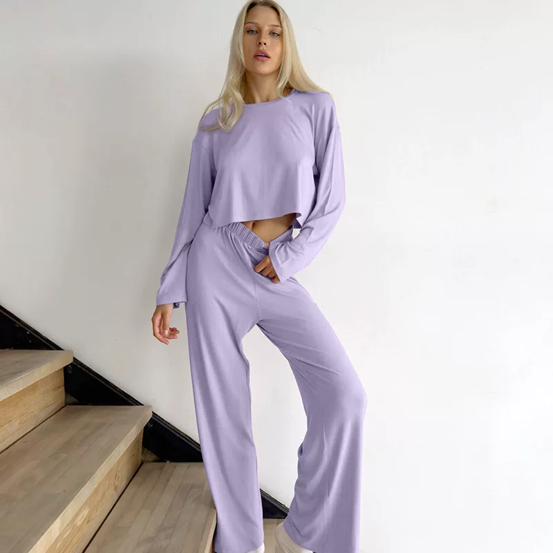 (Cross-border trading), demi-season fashionable comfortable purple long-sleeve, trousers, pijama, set, oversize
