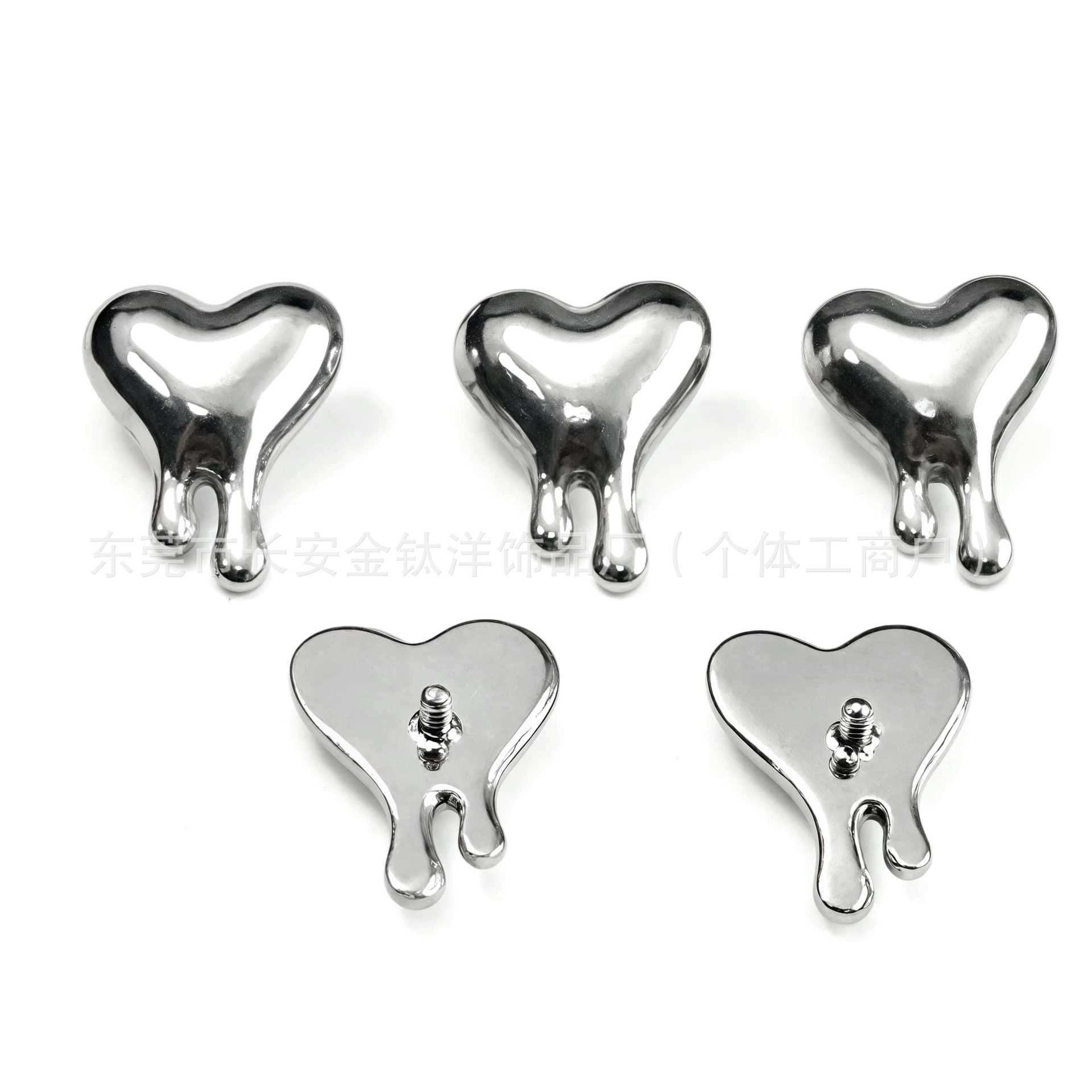 F136 Titanium Inner Thread Heart Flush Earrings Cochlear Nails G23 Titanium Alloy Body Piercing Ear Bone Studs detail image 8