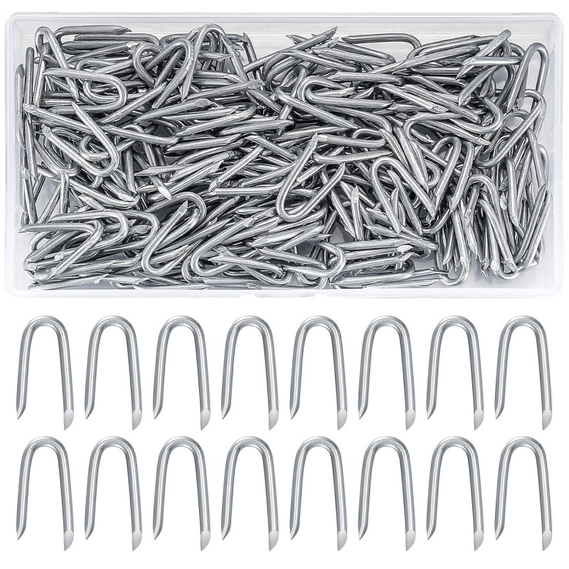 Transfronterizo - Temu 250 piezas de clavos de valla pesados U-Fixer clavos para vallas de malla de alambre trenzado