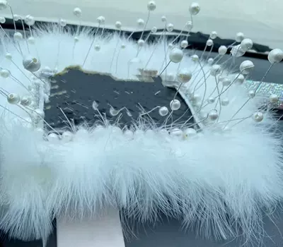 Car Decoration, Internet Celebrity Accessories — Car ornaments - pearl-long-feather-cushion