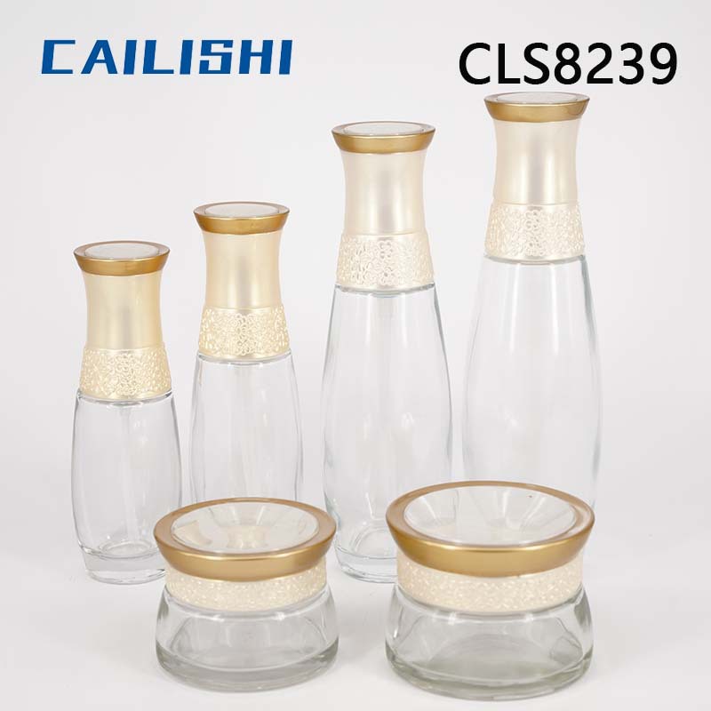 130ml内塞玻璃瓶60ml乳液瓶泵头黄色盖子纹路瓶黄色瓶喷涂粉色瓶