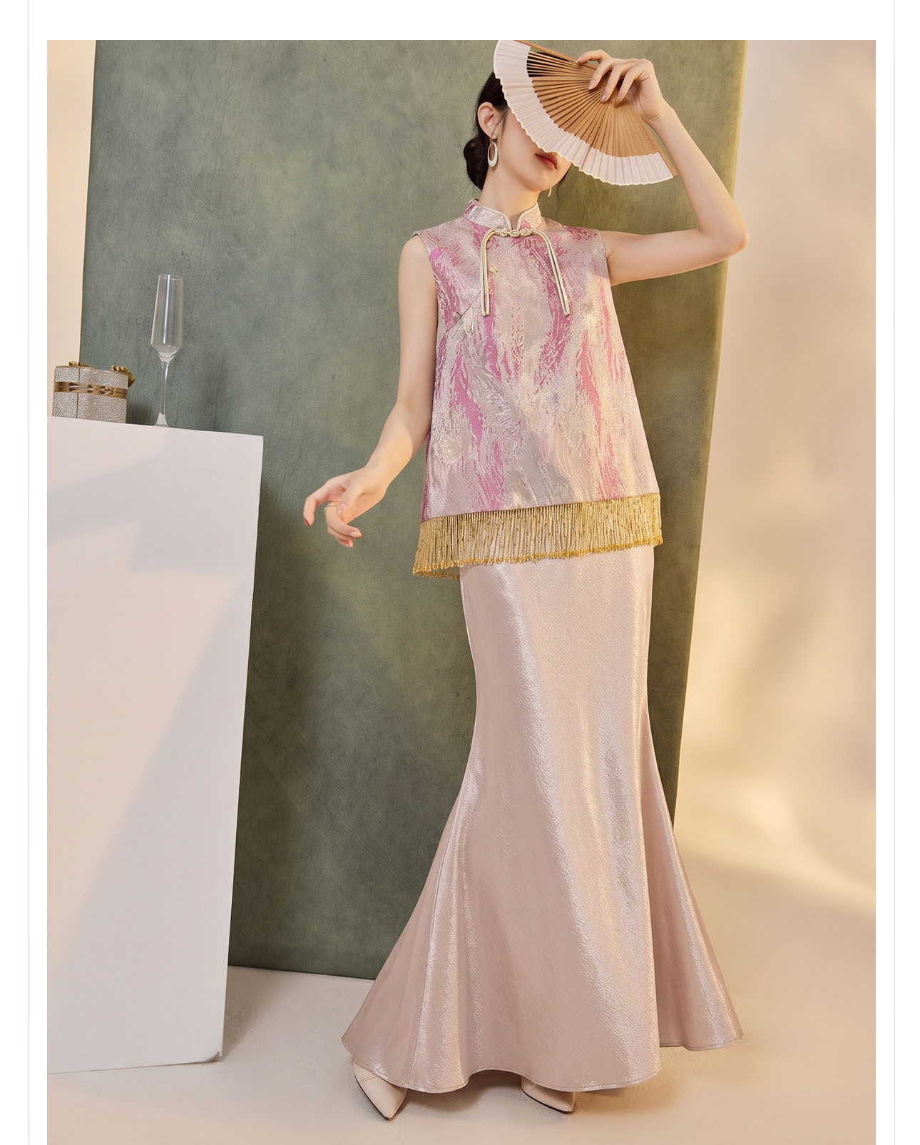 Áo không tay cổ tròn jacquard viền tua mùa hè — Trang chủ chi tiết 15
