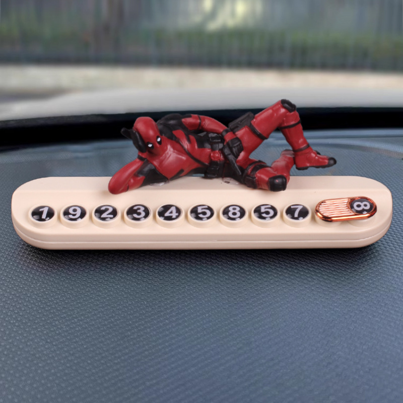 Tarjeta de estacionamiento temporal de Deadpool Car, placa de teléfono móvil femenina, placa de número de teléfono móvil para automóvil, suministros decorativos ocultos