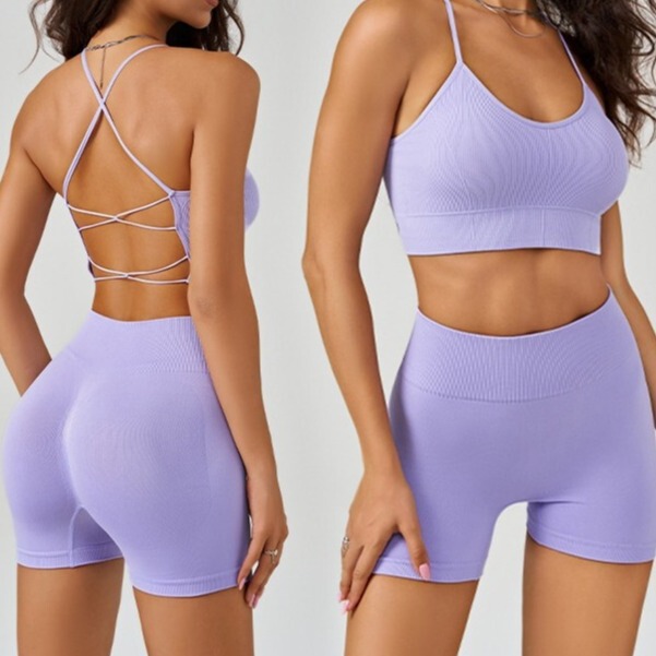 Cross-Border European and American Backless Tight Sexy Cross-Back Quick-Dry Yoga Bra Tank Top with Thin Straps Sports Bra for Women