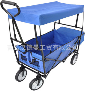 Push-pull foldable multi-purpose station wagon, heavy duty folding station wagon with removable canopy