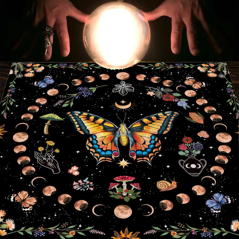 タロットテーブルクロスTarot Tablecloth布パッドタロット月相太陽生命樹綿布テーブルクロス|undefined