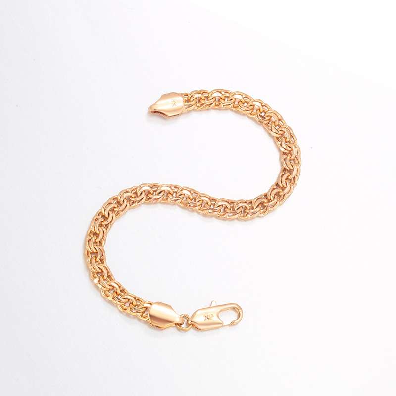 Xuping moda europea y americana retro transfronteriza pulsera de aleación de cobre nicho 18k color diario fácil de montar cadena de resorte mujer