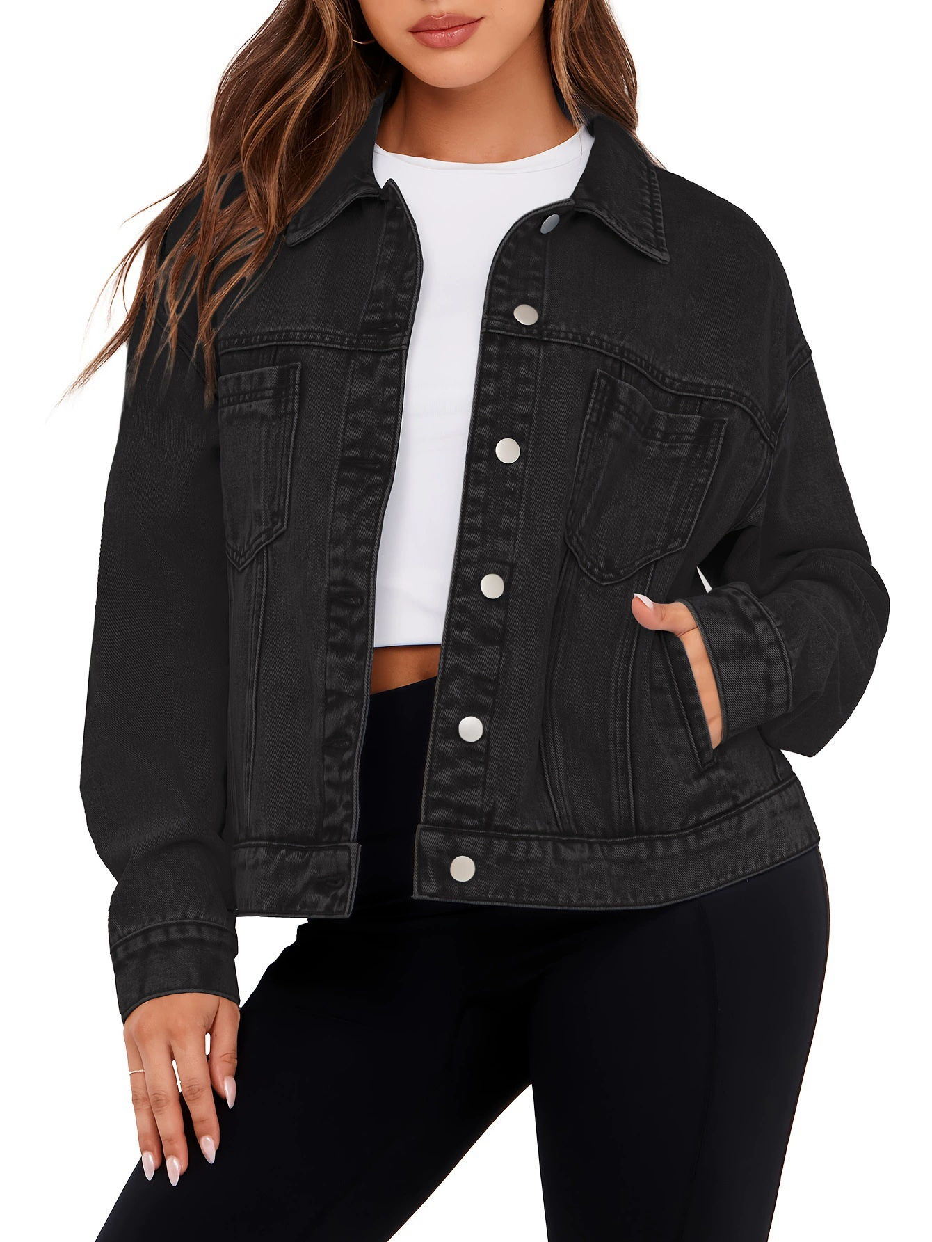 Повседневная джинсовая куртка, повседневная женская джинсовая куртка свободного покроя, длинная