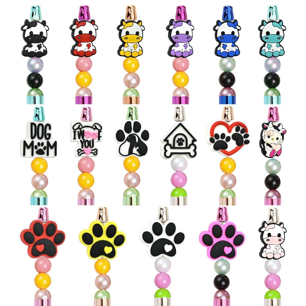 Мультфильм милый маленький животное бисером ручка аксессуары ПВХ мягкий клей бисером DIY аксессуары мультфильм бисером небольшие ювелирные изделия оптом