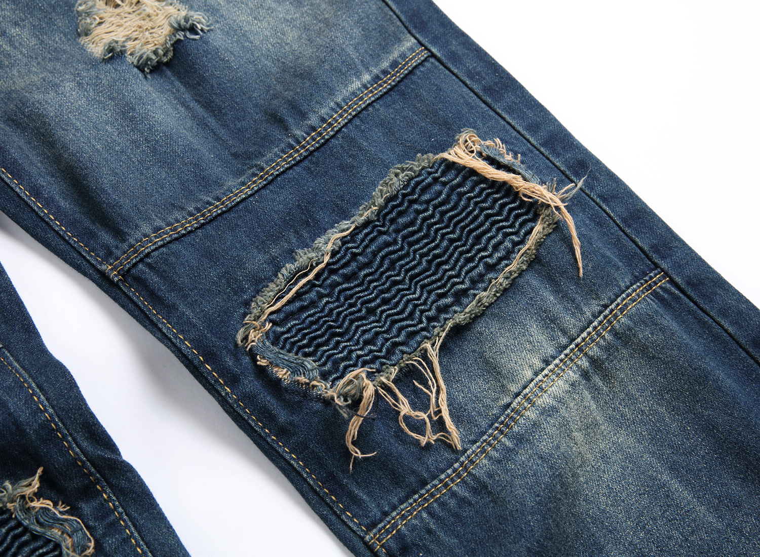 Men's Fashion Straight Leg Jeans Zipper Decorated Casual Denim Pants Mid Waist Long Slight Stretch Softener_mkmklike.com