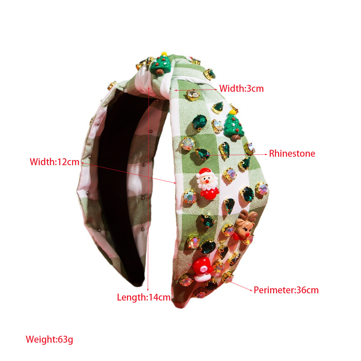 Karácsonyi fejpánt kockás mintával és csomóval nőknek_voghion.com