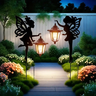 Cross-border new solar lights with hexagonal lights angel flower fairy solar floor lights courtyard decorative solar energy