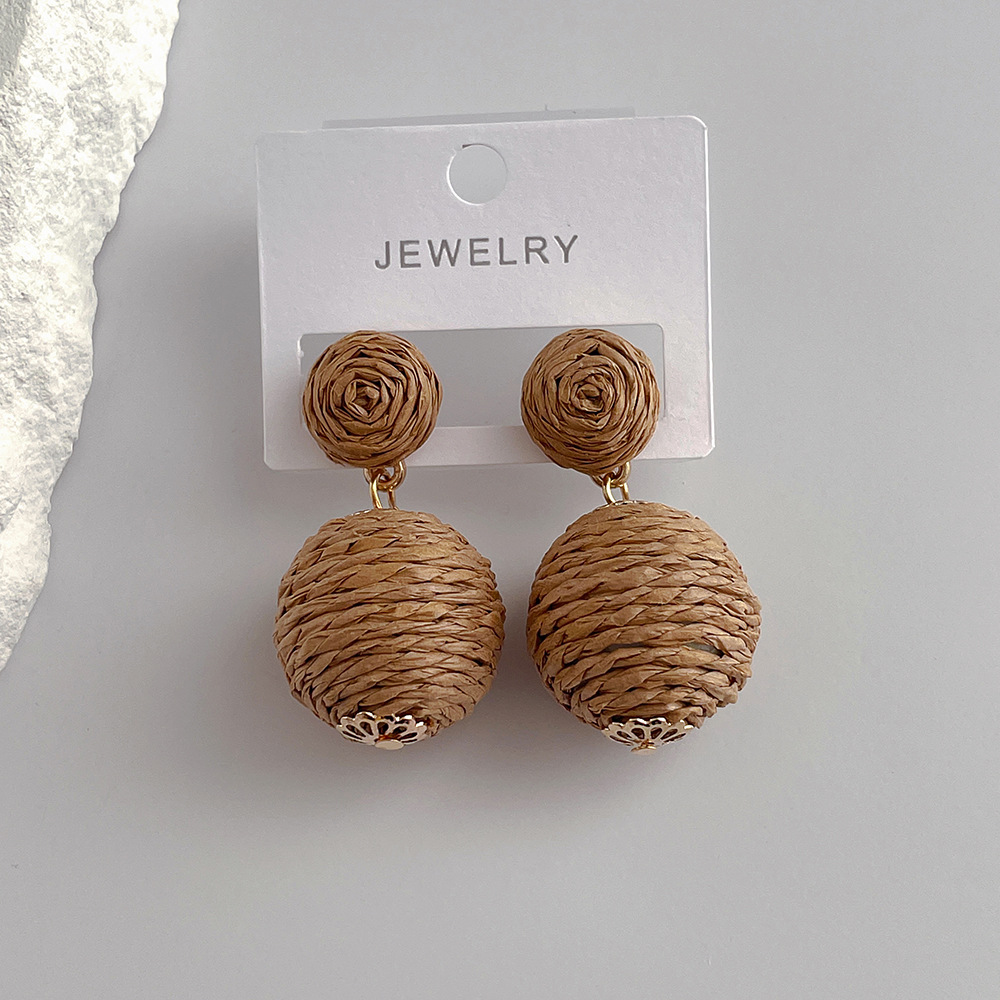 15g Weight Drop Earrings Classification 1 Pair Quantity Street Occasion raffia Material Geometric Pattern Women'S Gender Exaggerated Style 1 Pair Exaggerated Geometric Raffia Women's Drop Earrings 6