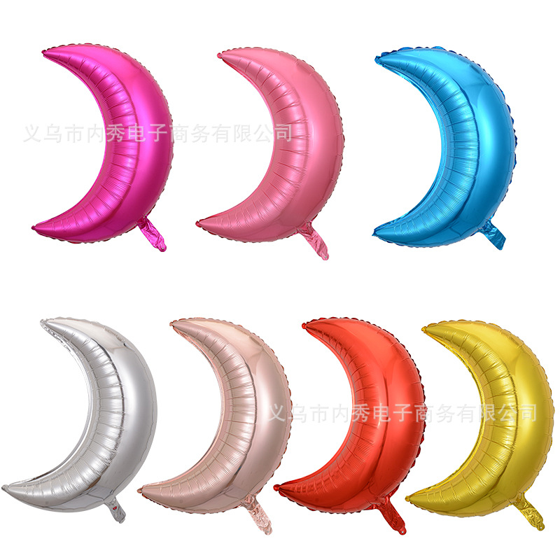 28 pulgadas forma de globo de luna película de aluminio Globo Fiesta de cumpleaños diseño decoración atmósfera forma de globo versión delgada Luna