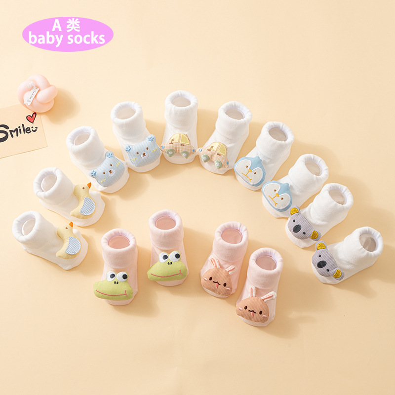 25 Spring/Summer Newborn Baby Socks Cartoon Doll Baby Mid-Calf Anti-Slip Adhesive Type A Cotton Floor Socks Wholesale 1