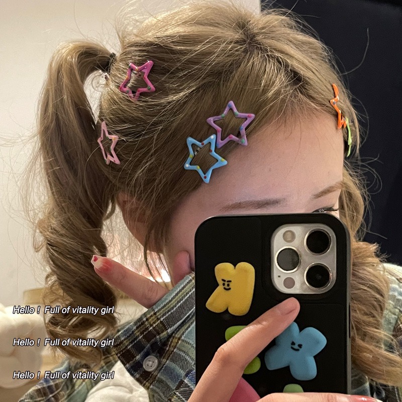 Colorido estrella flequillo de horquilla rota clip de pico de pato linda chica bb clip accesorios para el cabello clip lateral de la cabeza trasera de las mujeres