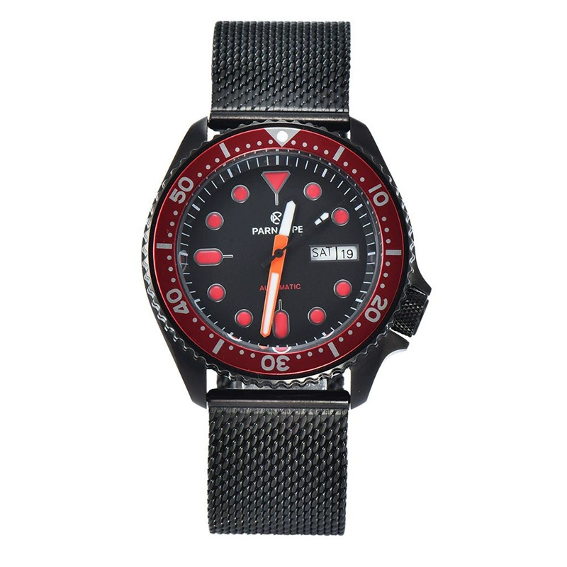 PARNSRPE 41MM NH36 движение Мужские водолазные автоматические часы сапфир короны ночной светящийся указатель