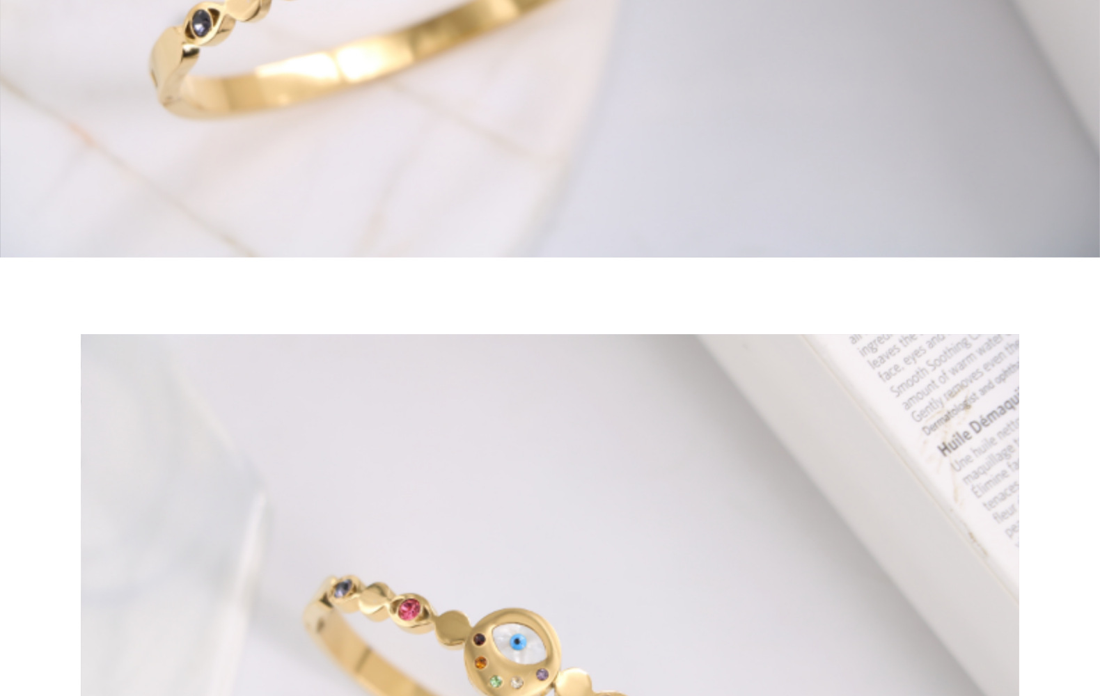 Simple Style Eye Titanium Steel Gold Plated Rhinestones Bangle 1 Piece display picture 4