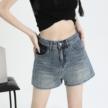 2023夏季新款牛仔短裤女撞色口袋高腰显瘦a字短裤JEANS SHORTS